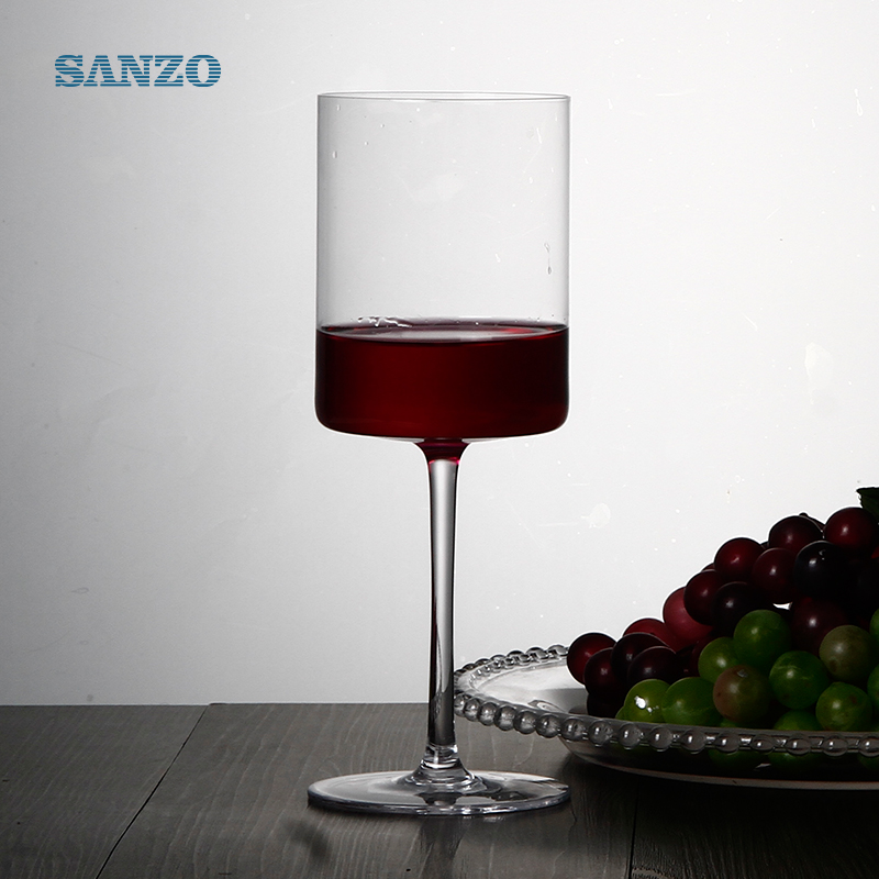 SANZOブラックステムワイングラス手作り鉛フリークリスタルグラス厚く素朴な