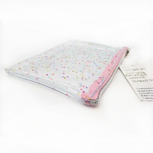 グリッターペイレット付きPVC化粧ポーチ