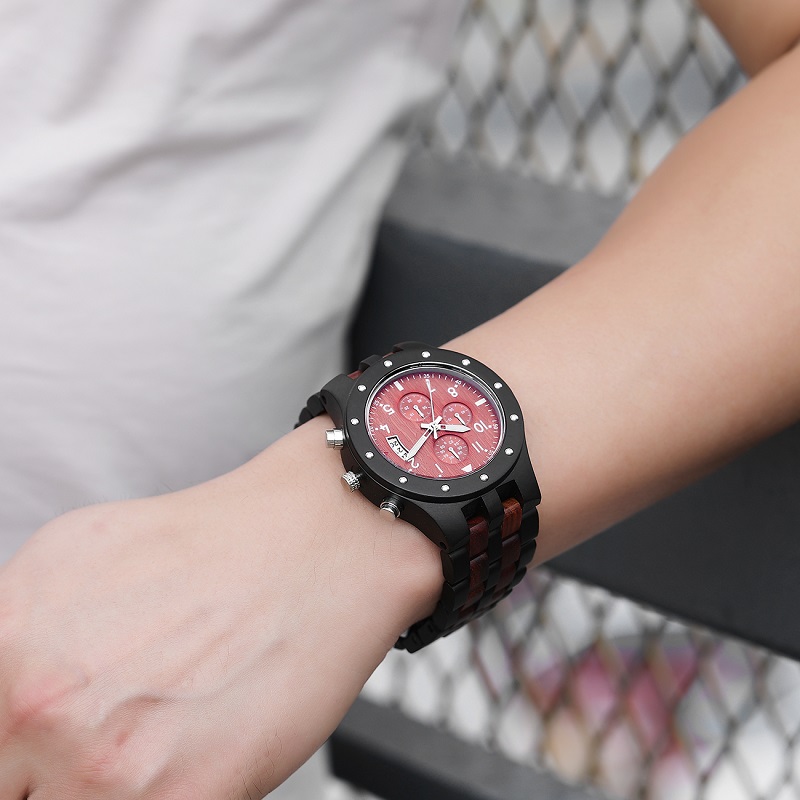 木製の腕時計の男性の女性の自動腕時計の木の金属のはずみ車の時計のレロジオ