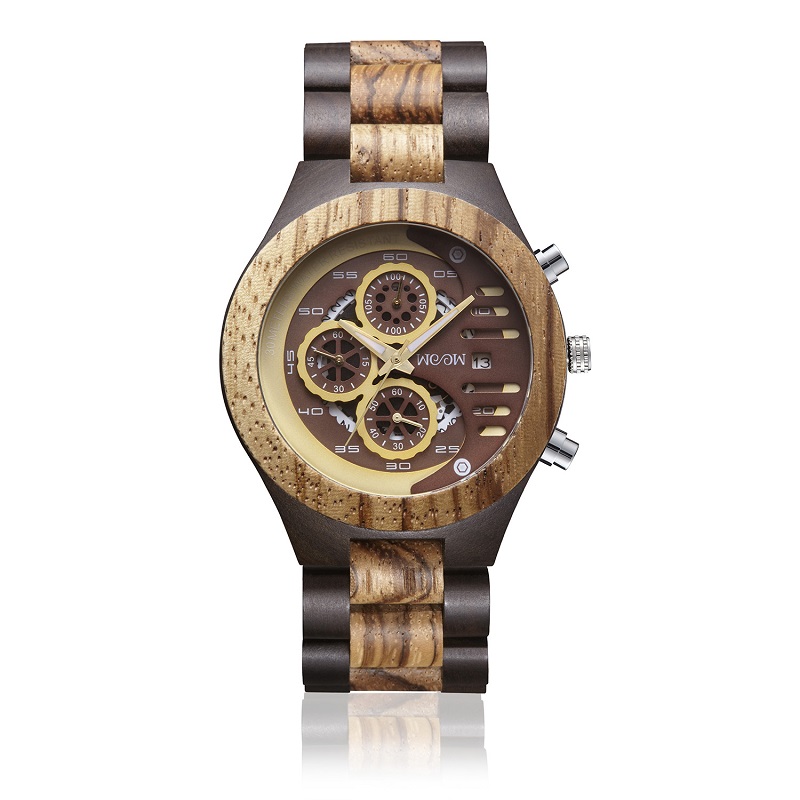 方法防水金の水晶木製の腕時計のステンレス鋼は木製の習慣を見ます