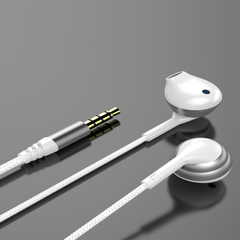 快適な半耳デザインのステレオサウンドメタル有線イヤホン