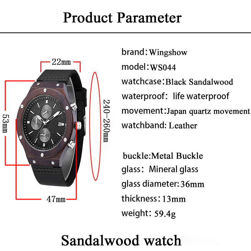 メンズウッドウォッチヴィンテージクォーツムーブメント軽量腕時計