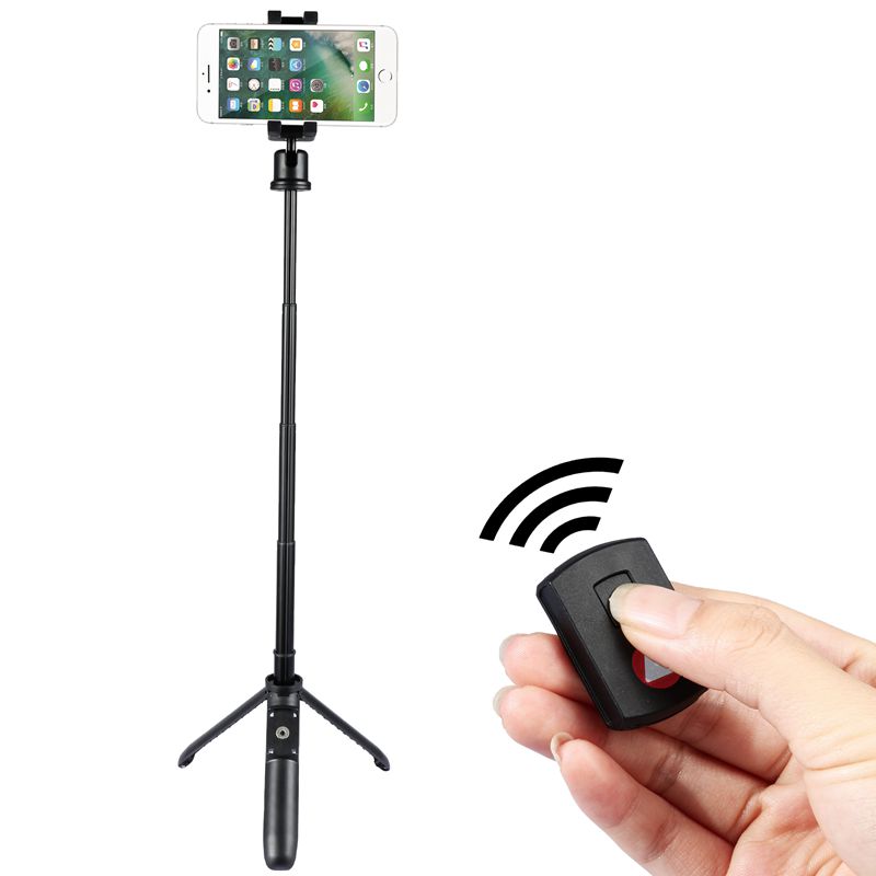 KINGJOY 5セクションMini Selfie Stickと折りたたみ脚付きで、Bluetoothコントロール付きの三脚に変更可能