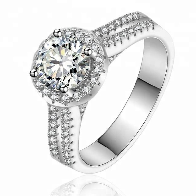婚約指輪ホワイトゴールドキュービックジルコニアリングモアッサナイトリングは女性のためのリングを約束