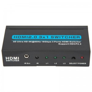 V2.0 HDMI 3x1スイッチャーサポート3D Ultra HD 4Kx2K @ 60Hz HDCP2.2