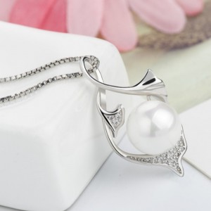 女性のためのマーメイドパールペンダントネックレス14 kゴールド925スターリングシルバー