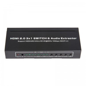 V2.0 HDMI 3x1 Switcher＆Audio ExtractorサポートARC Ultra HD 4Kx2K @ 60Hz HDCP2.2 18Gbps