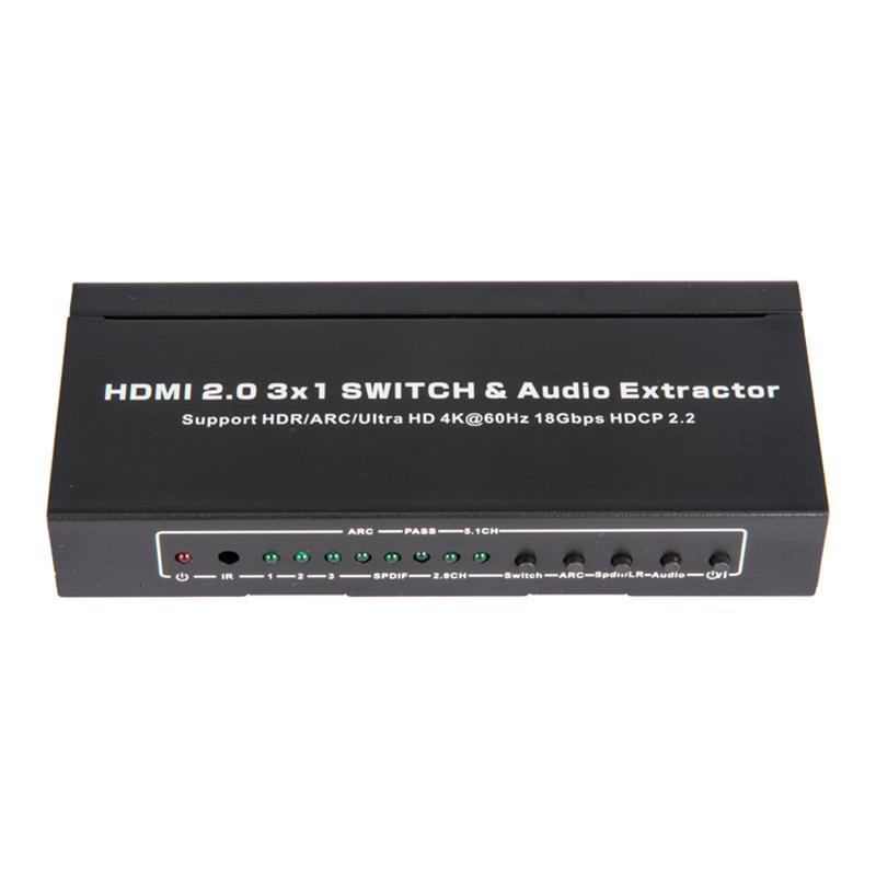 V2.0 HDMI 3x1 Switcher＆Audio ExtractorサポートARC Ultra HD 4Kx2K @ 60Hz HDCP2.2 18Gbps