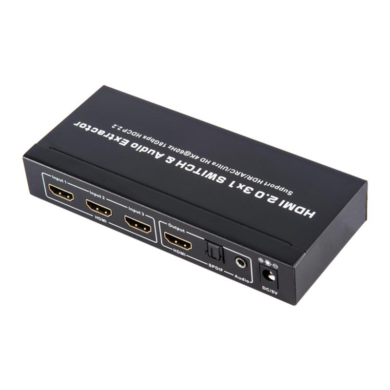 V2.0 HDMI 3x1 Switcher＆Audio ExtractorサポートARC Ultra HD 4Kx2K @ 60Hz HDCP2.2 18Gbps