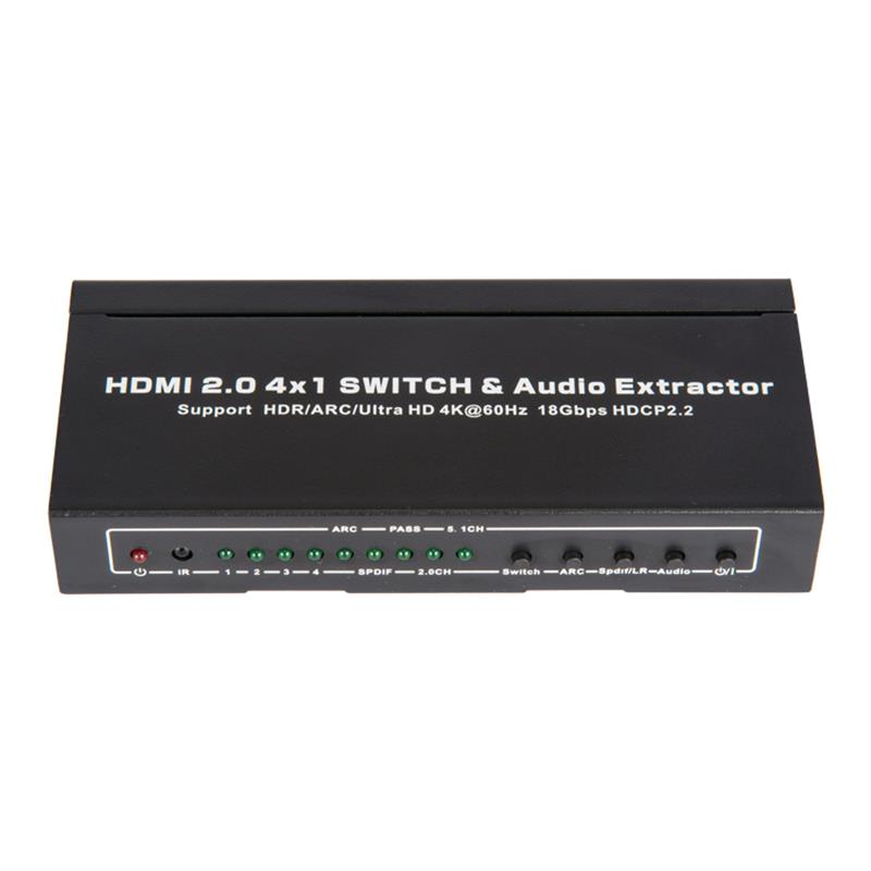 V2.0 HDMI 4x1 Switcher＆Audio ExtractorサポートARC Ultra HD 4Kx2K @ 60Hz HDCP2.2 18Gbps