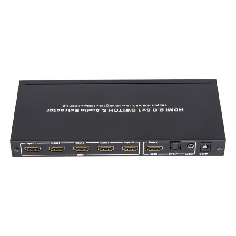 V2.0 HDMI 5x1 Switcher＆Audio ExtractorサポートARC Ultra HD 4Kx2K @ 60Hz HDCP2.2 18Gbps