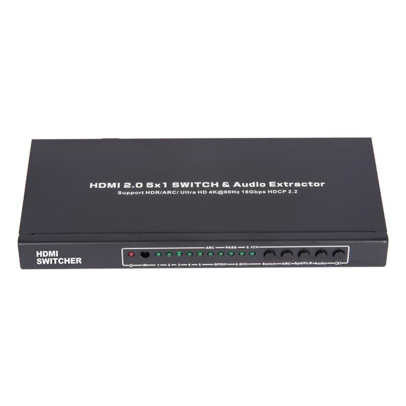 V2.0 HDMI 5x1 Switcher＆Audio ExtractorサポートARC Ultra HD 4Kx2K @ 60Hz HDCP2.2 18Gbps