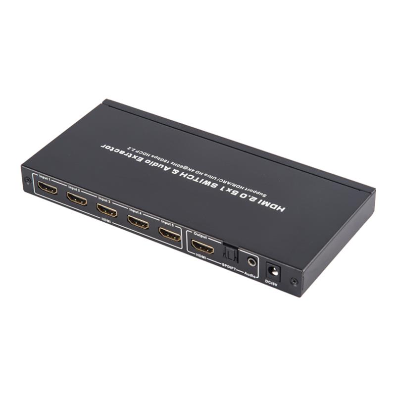 V2.0 HDMI 5x1 Switcher＆Audio ExtractorサポートARC Ultra HD 4Kx2K @ 60Hz HDCP2.2 18Gbps