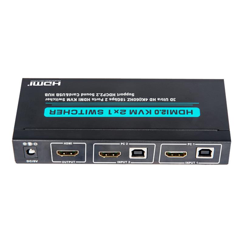 V2.0 HDMI KVM 2x1スイッチサポートUltra HD 4Kx2K @ 60Hz HDCP2.2 18Gbpsサウンドカード＆USBハブ