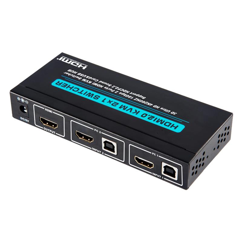 V2.0 HDMI KVM 2x1スイッチサポートUltra HD 4Kx2K @ 60Hz HDCP2.2 18Gbpsサウンドカード＆USBハブ
