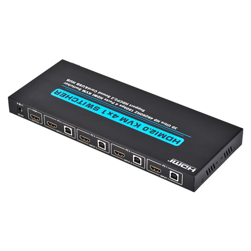 V2.0 HDMI KVM 4x1スイッチサポートUltra HD 4Kx2K @ 60Hz HDCP2.2 18Gbpsサウンドカード＆USBハブ