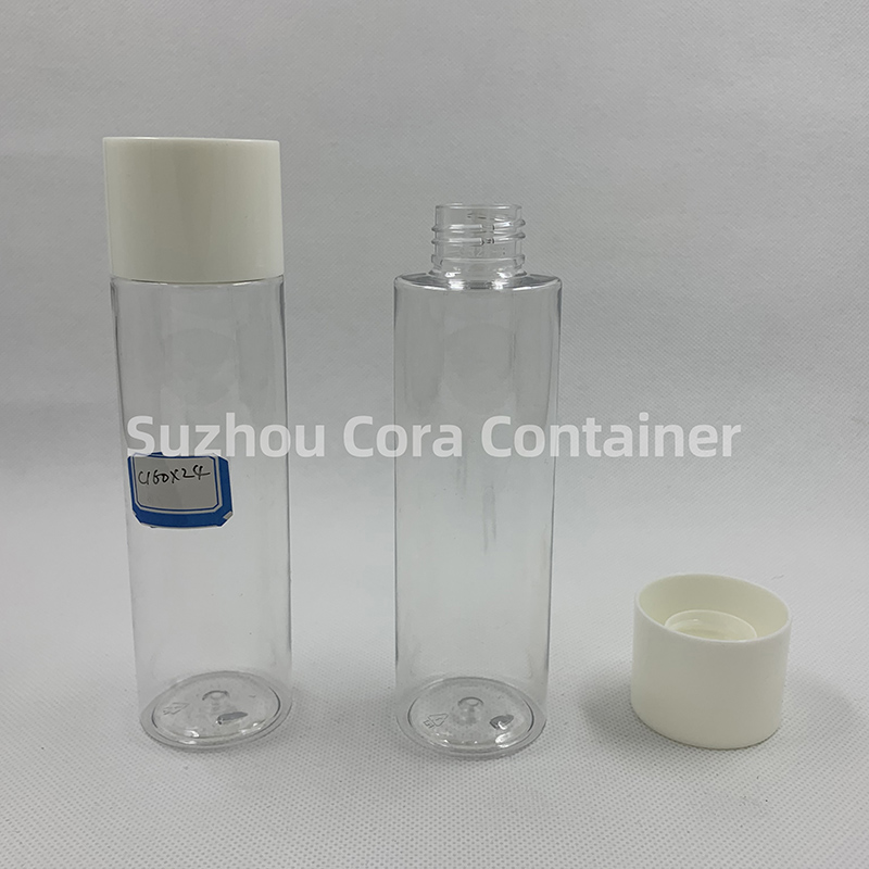 160 mlのネックサイズの24 mmペットプラスチック製のボトルは、キャップをねじって