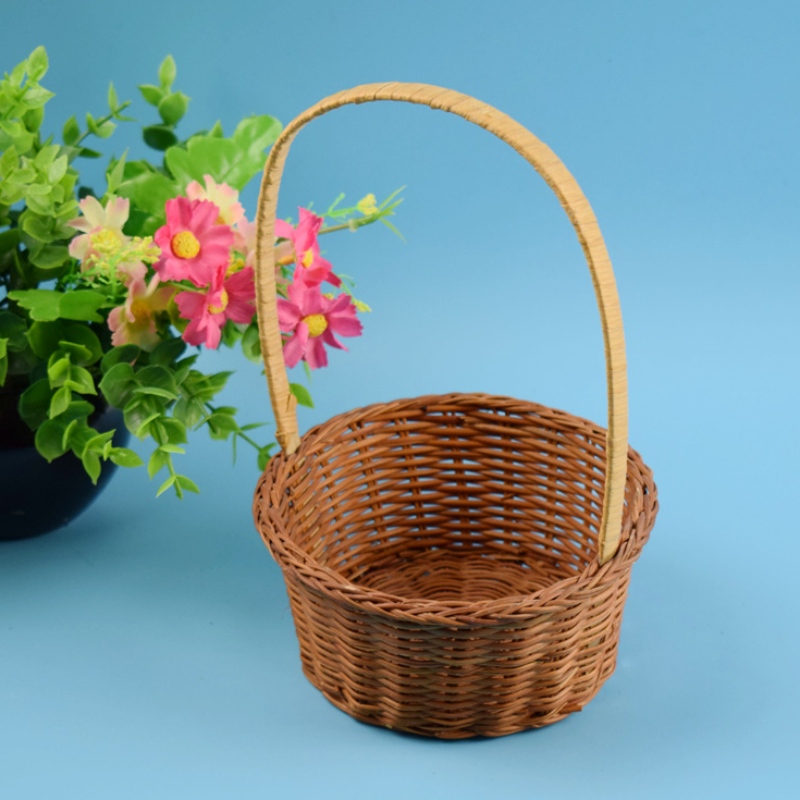 ハンドル付き織物バスケット