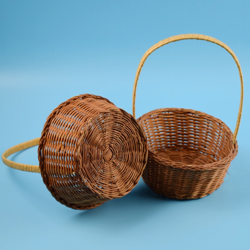 ハンドル付き織物バスケット