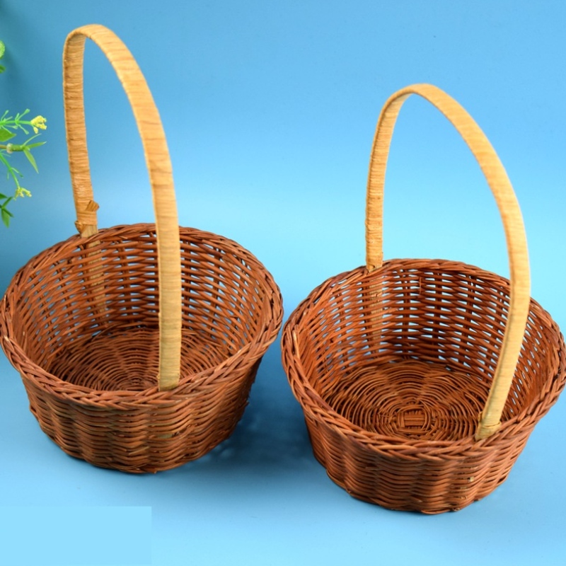 ハンドル付き織物バスケット