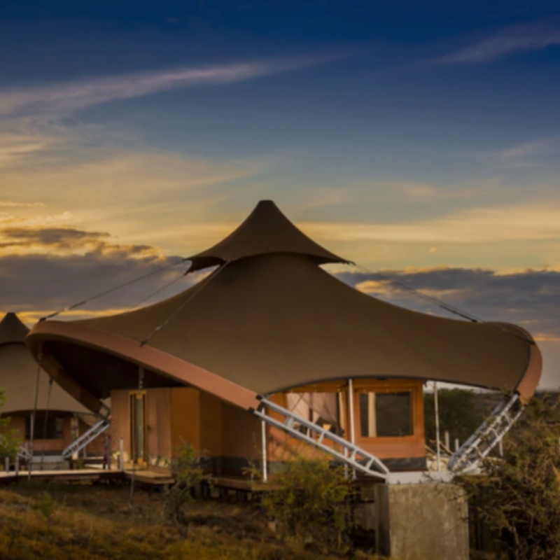 プレハブサファリは南アフリカの二重層PVDFの膜の構造のホテルの調節のテントを収容します