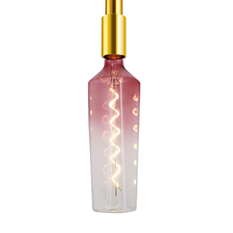 ウイスキーグラデーションピンク4 wボトル形状マルチカラフルな装飾ファッションledスパイラルフィラメントライト
