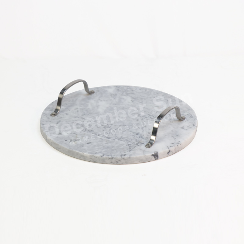 金属製のハンドル付きのホット販売大理石のサービングトレイ