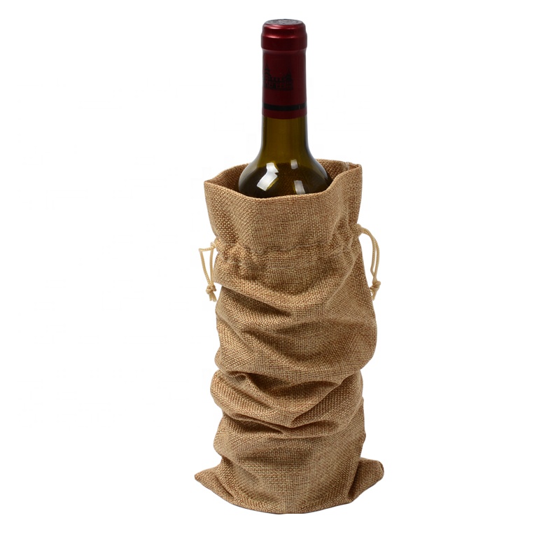 Rusticジュートバーラップワインバッグのドローイングワインボトルは、再利用可能なボトルラップギフトパッケージワインバッグをカバーする
