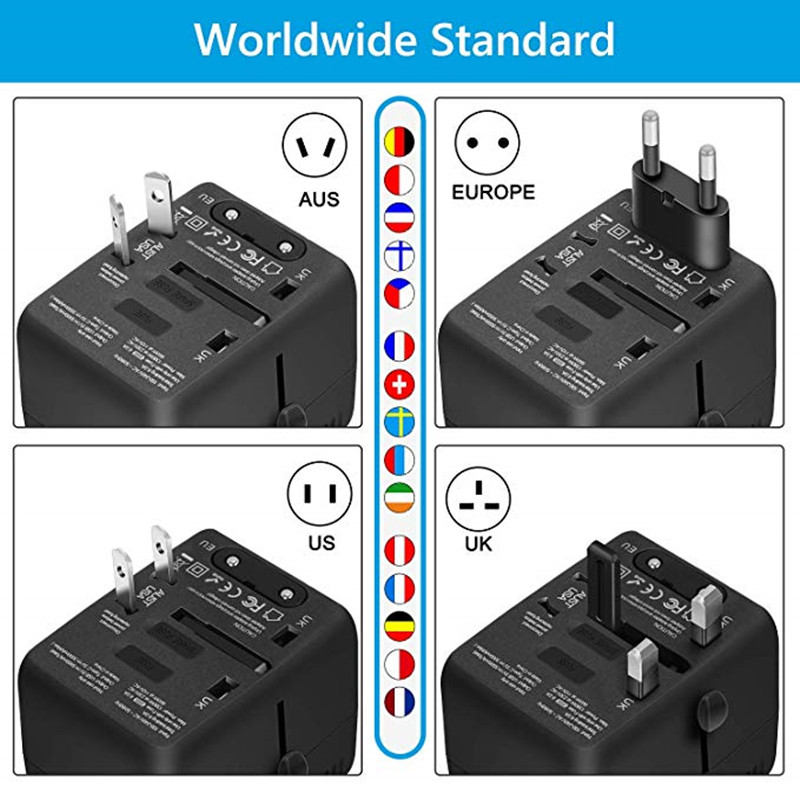 RRTravelユニバーサルトラベルアダプターは、すべての1つの国際的な電源アダプタの3つのUSB + 1タイプC充電ポート、ヨーロッパのプラグアダプタ、欧州、米国、英国、AU