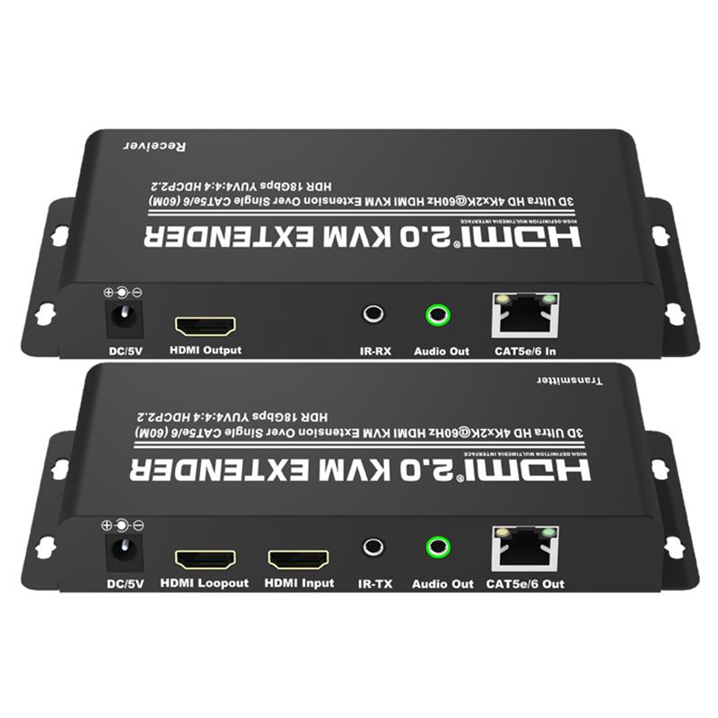 HDMI 2.0 KVMエクステンダー60m以上のシングルCAT5e / 6サポートUltra HD 4Kx2K @ 60Hz HDCP2.2