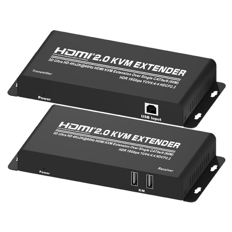 HDMI 2.0 KVMエクステンダー60m以上のシングルCAT5e / 6サポートUltra HD 4Kx2K @ 60Hz HDCP2.2