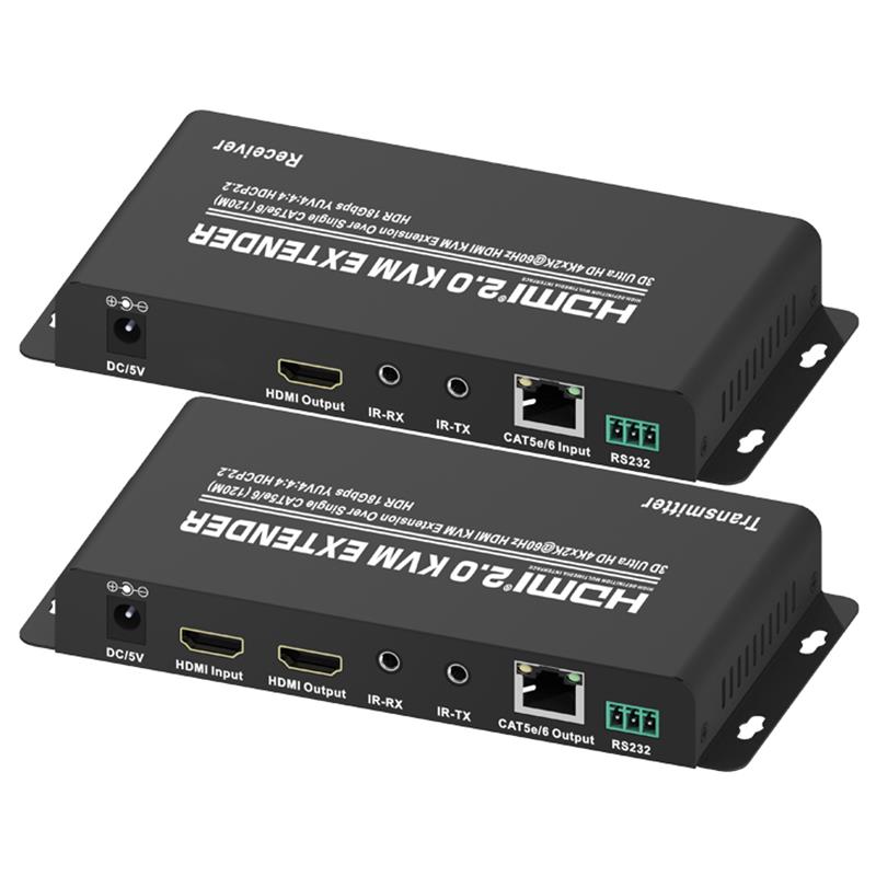 HDMI 2.0 KVMエクステンダーシングルCAT5e / 6上の120m Ultra HD 4Kx2K @ 60Hz HDCP2.2をサポート