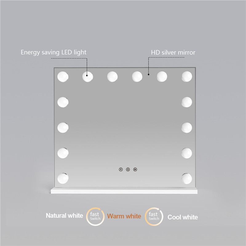 14個は、電球の化粧化粧品のドレッシングとホワイト大規模デスクトップハリウッドミラー