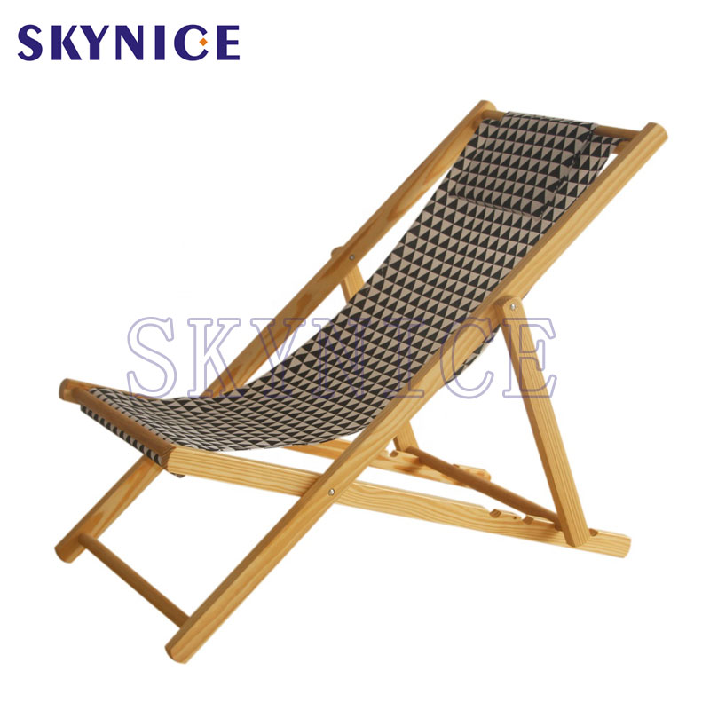 ビンテージ木製ビーチ折り畳み芝生椅子