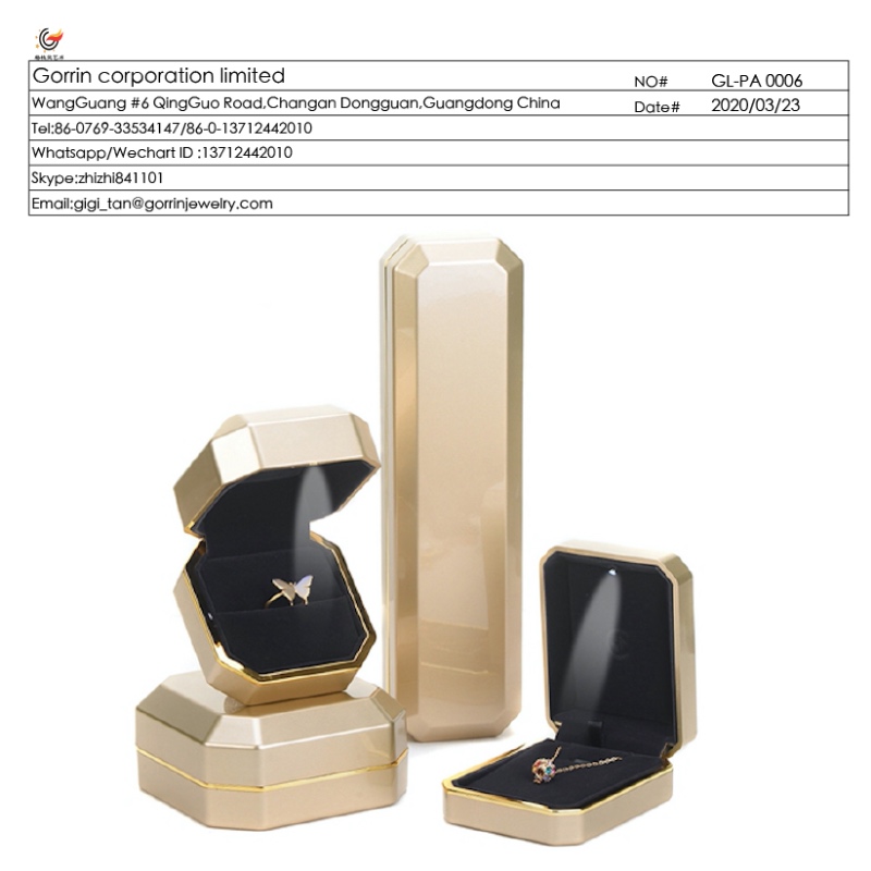 FL-PA0006 LEDライト付きプラスチック製ジュエリーボックス