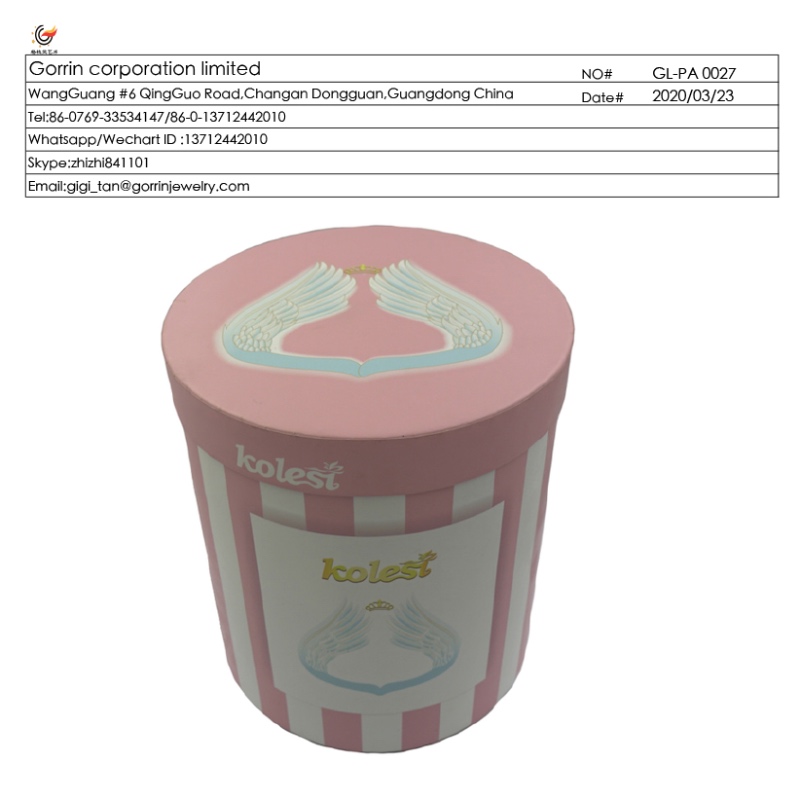 GL_PA0027バレルフラワーラウンドペーパーボックスチューブボックス子供服