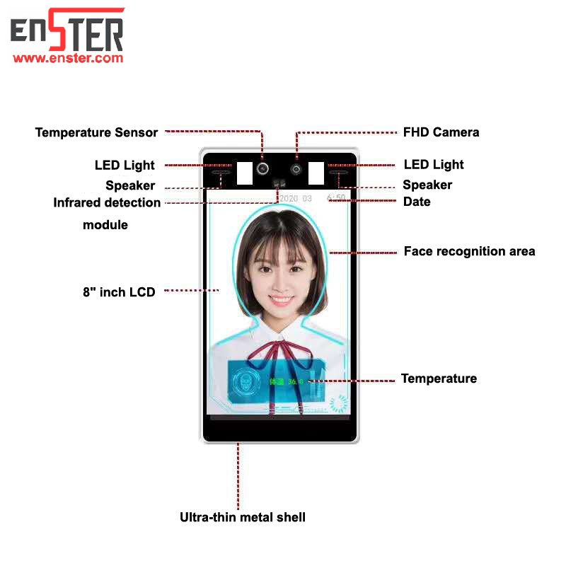 顔認識+温度検出8インチスマートカメラ