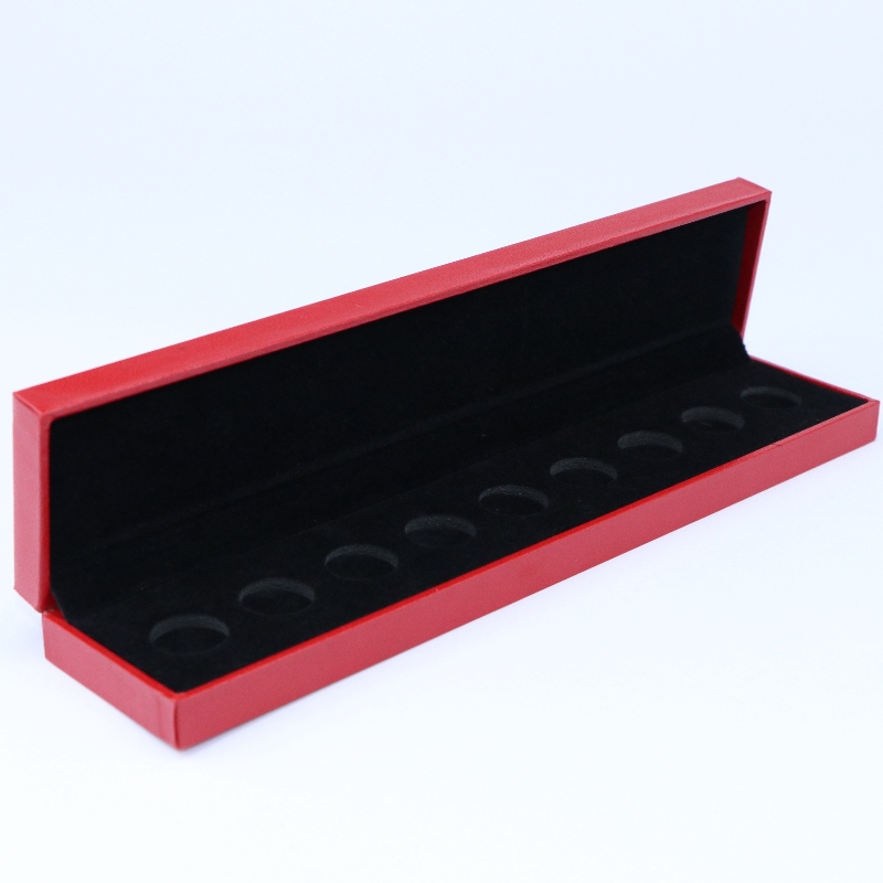 アイテムV-11長方形の210×35mmコイン、バッジ、ネックレスなどのレザーレットペーパーボックス。mm。 240 * 52 * 30、重量約130g