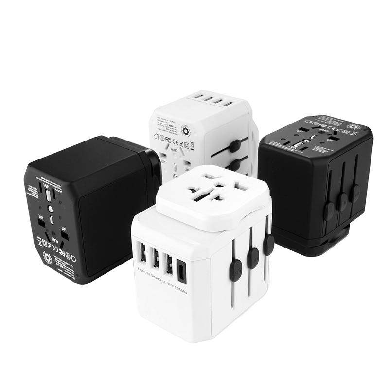 世界規模の接地プラグ、ユニバーサル3 USB +タイプCポート標準接地多目的トラベルアダプター