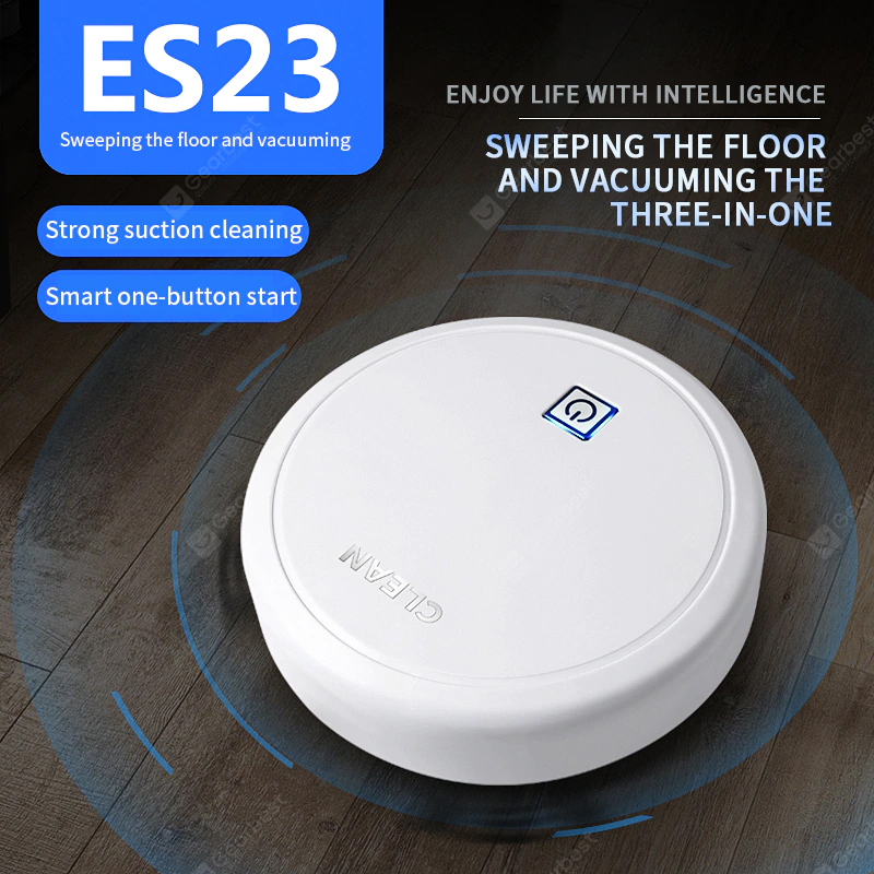 ES23自動USB充電ワイヤレス掃除ロボット掃除機コードレス真空ロボット掃除機ロボットカーペットロボットモップアスピラドール-ホワイト