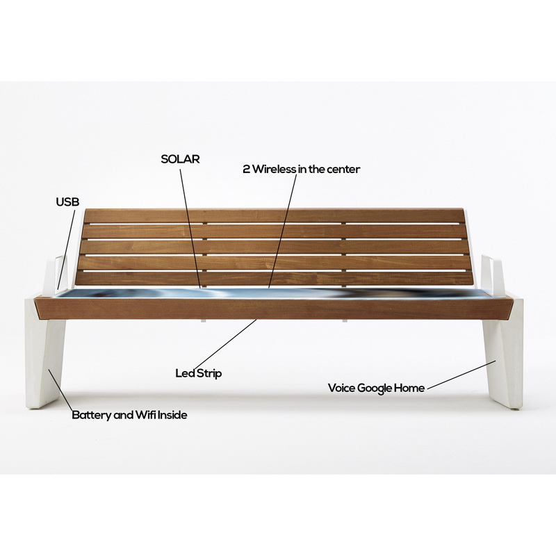 新しいデザイン木材カラー高品質太陽スマートベンチ