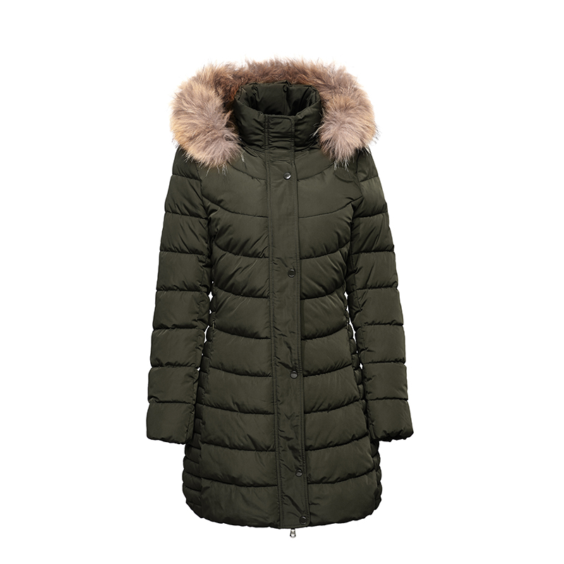 取り外し可能なフードと自然ファー/ダウンジャケットと女性暖かいコート