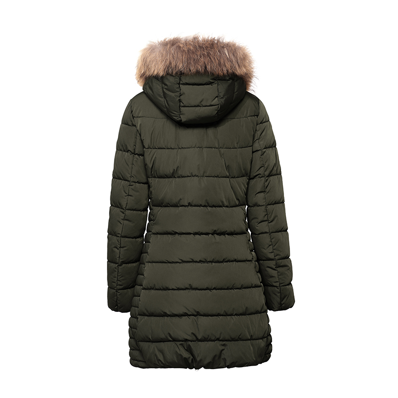 取り外し可能なフードと自然ファー/ダウンジャケットと女性暖かいコート