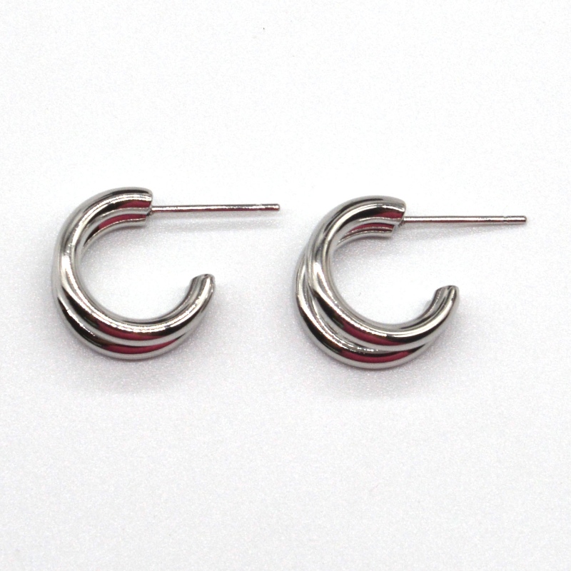 厚いシルバーフープピアスダブルCリングレトロ幾何学的な金属ロックパンクラウンドサークルぶら下がっているイヤリング女性の女の子のためのイヤリングジュエリー中国Ruifanbaoジュエリー加工工場