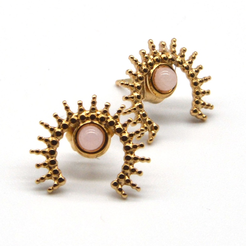 金メッキ瑪瑙イヤリング、ステンレス鋼金レディースイヤリング中国Ruifanbaoジュエリー加工工場