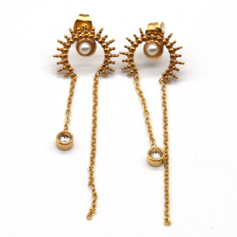 ラウンドイヤリング、タッセル、リボン真空メッキペンダント、チェーン、ペンダント、かわいいイヤリング、ジュエリー中国ルイファンバオジュエリー加工工場