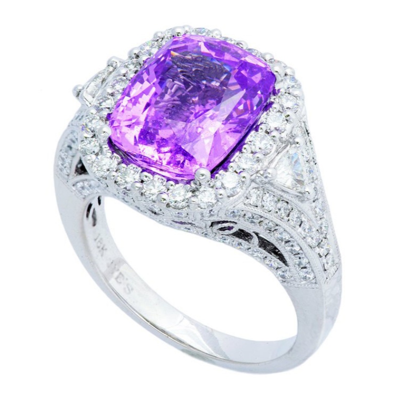 レディース925スターリングシルバー.925リング合成サファイアサファイア高研磨爪セットジルコンカットアウト中国ルイファンバオジュエリー加工工場