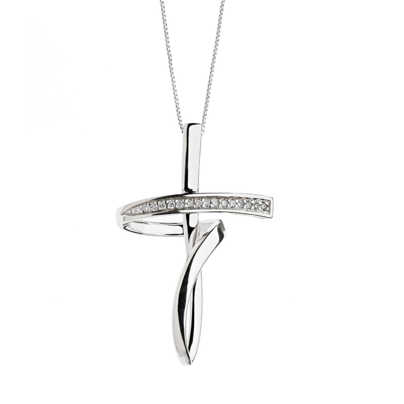 レディースヨーロッパとアメリカのシンプルなスタイルのクロス925スターリングシルバーネックレス中国Ruifanbaoジュエリー加工工場