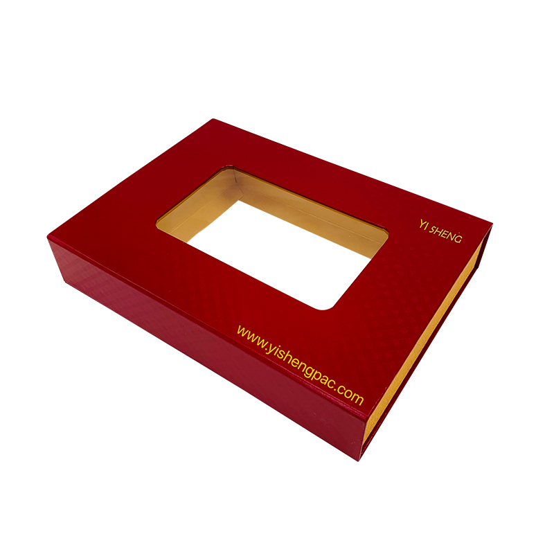 赤いギフトボックス箔は、ロゴPVCウインドウを刷り込みました