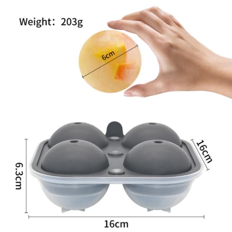 新しい大きな4つのシリコーンアイスホッケーボックスウイスキーボールラウンドプラスチック製氷型